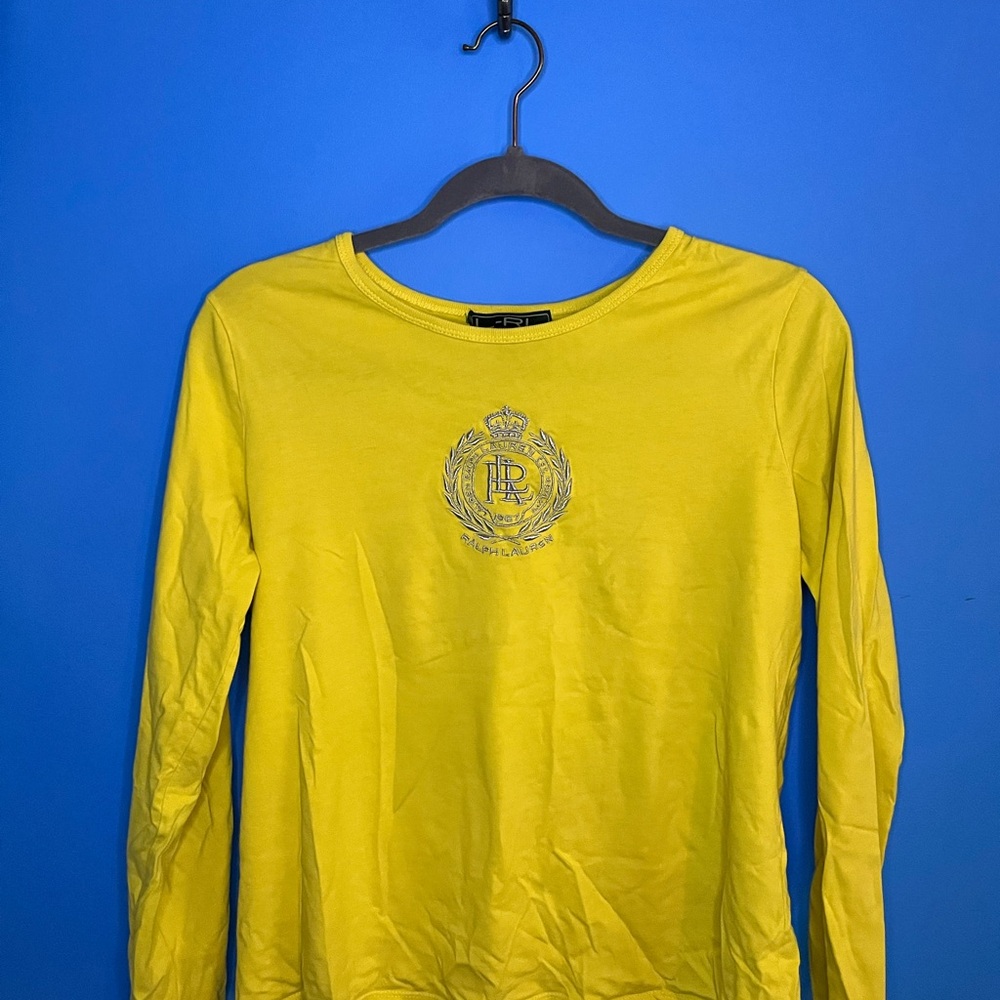 Yellow Long Sleeve Shirt with Emblem
